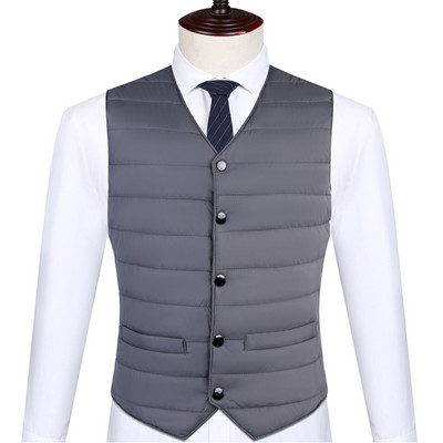 Зимни мъжки тънки жилетки с жилетки Топли мъжки дрехи Есенни якета без ръкави Мъжки джобове Удобно яке за мъжко облекло