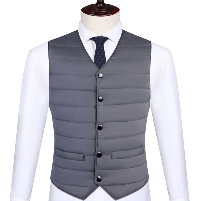 Зимни мъжки тънки жилетки с жилетки Топли мъжки дрехи Есенни якета без ръкави Мъжки джобове Удобно яке за мъжко облекло