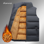 DIMUSI Мъжко яке Без ръкави Жилетка Зимна мъжка поларена топла жилетка Палта Мъжки щанд яка Термални удебелени жилетки Маркови дрехи