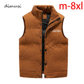 DIMUSI Мъжко яке Без ръкави Жилетка Зимна мода Мъжка дебела жилетка с памучна подплата Ежедневни кадифени жилетки Яке Облекло