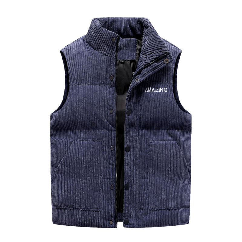 DIMUSI Мъжко яке Без ръкави Жилетка Зимна мода Мъжка дебела жилетка с памучна подплата Ежедневни кадифени жилетки Яке Облекло