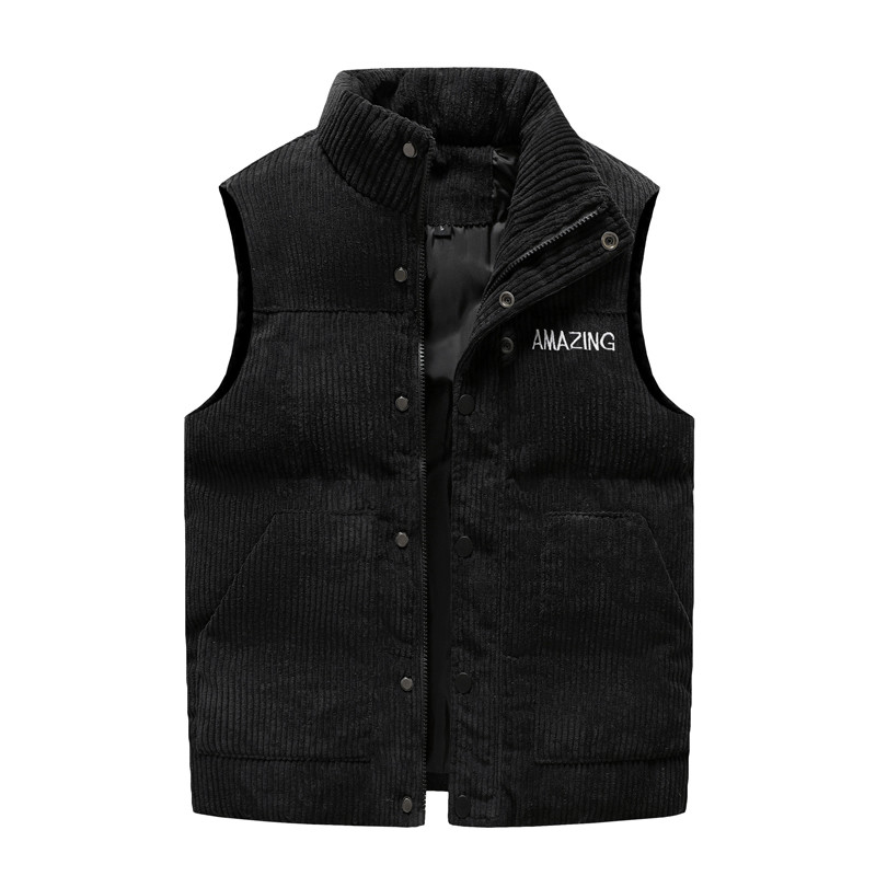 DIMUSI Мъжко яке Без ръкави Жилетка Зимна мода Мъжка дебела жилетка с памучна подплата Ежедневни кадифени жилетки Яке Облекло