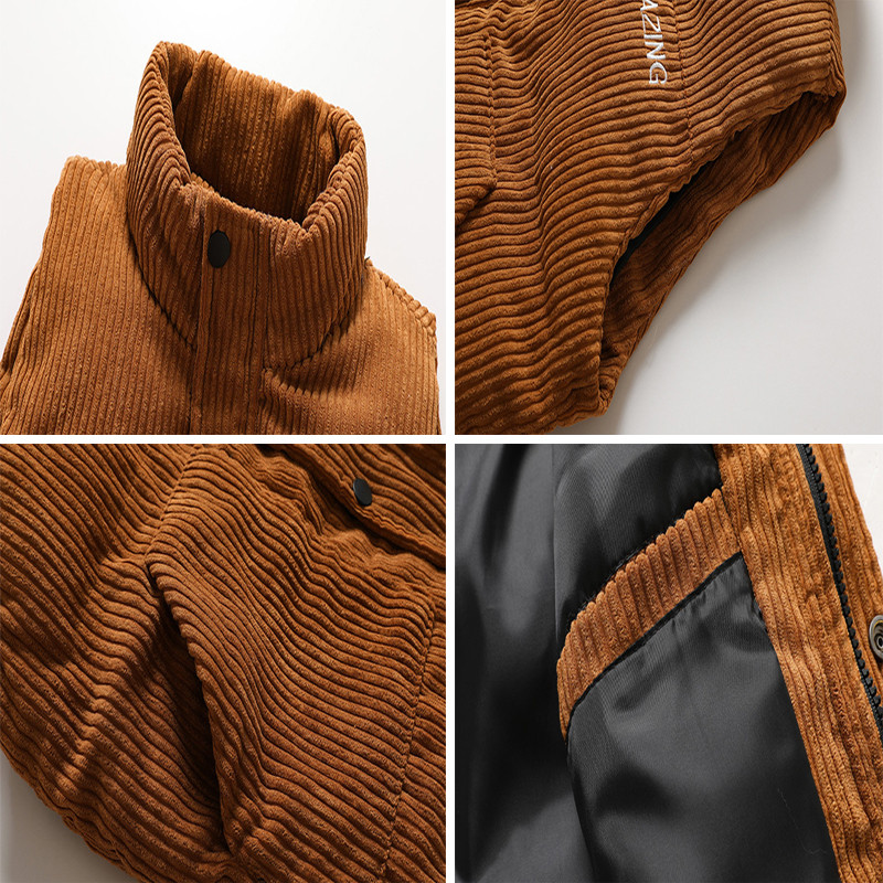 DIMUSI Мъжко яке Без ръкави Жилетка Зимна мода Мъжка дебела жилетка с памучна подплата Ежедневни кадифени жилетки Яке Облекло