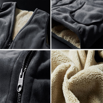 DIMUSI Χειμερινά ανδρικά γιλέκα Fleece Χοντρό ζεστό γιλέκο Outwear Casual θερμικά μαλακά γιλέκα Ανδρικά αμάνικα μπουφάν Windreaker Ρούχα