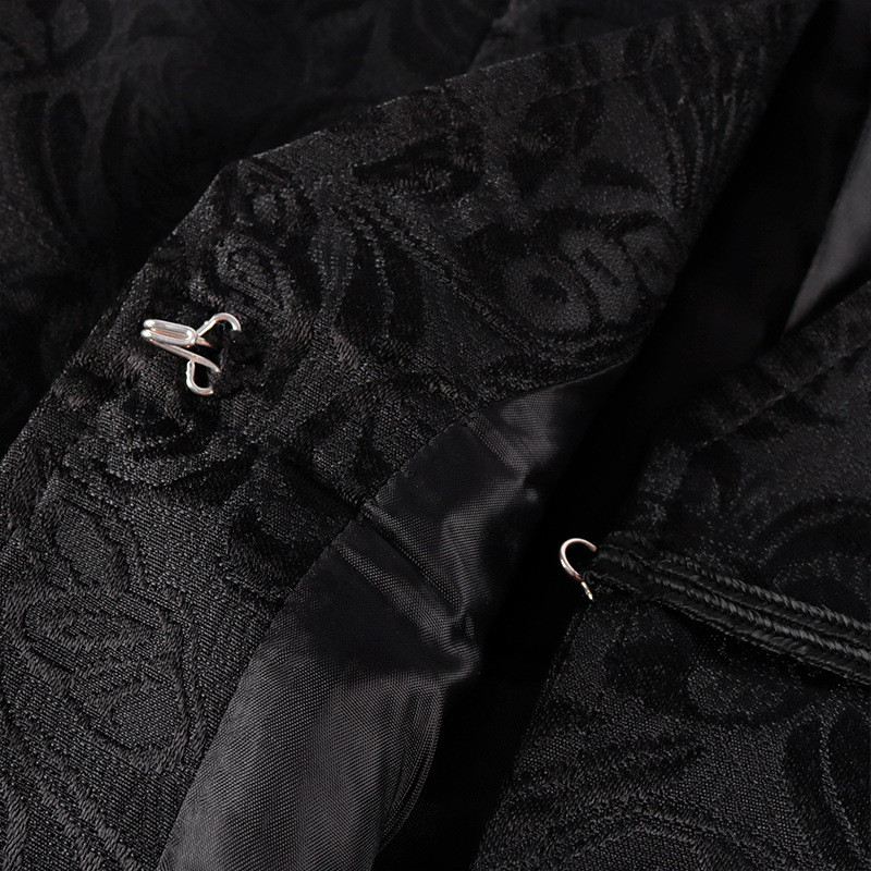 Мъжка жакардова дълга жилетка без ръкави Средновековен пиратски вампир Косплей жилетка Готически стимпънк горен блейзър