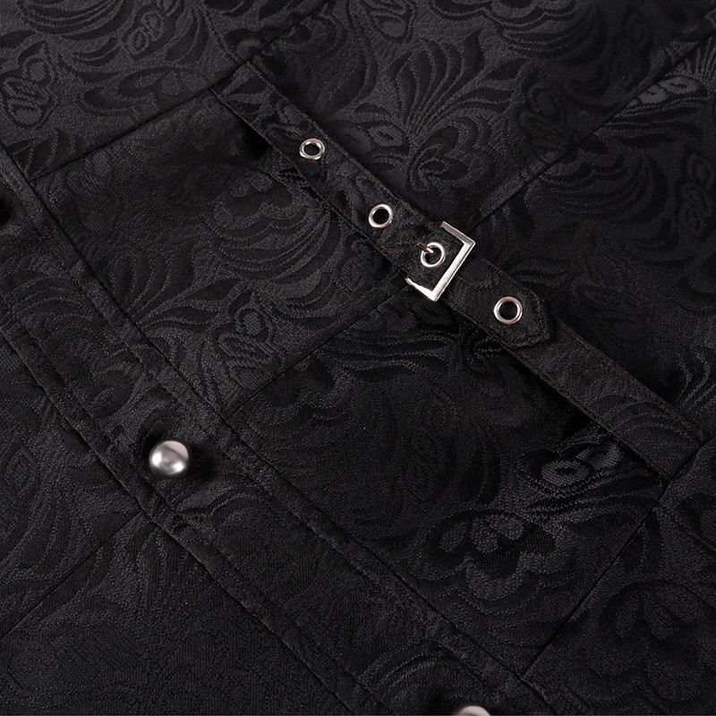 Мъжка жакардова дълга жилетка без ръкави Средновековен пиратски вампир Косплей жилетка Готически стимпънк горен блейзър