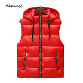 DIMUSI Мъжки якета без ръкави Есен Зима Мъжки връхни дрехи с памучна подплата Жилетка с качулка Палта Мъжки дебели топли жилетки Облекло