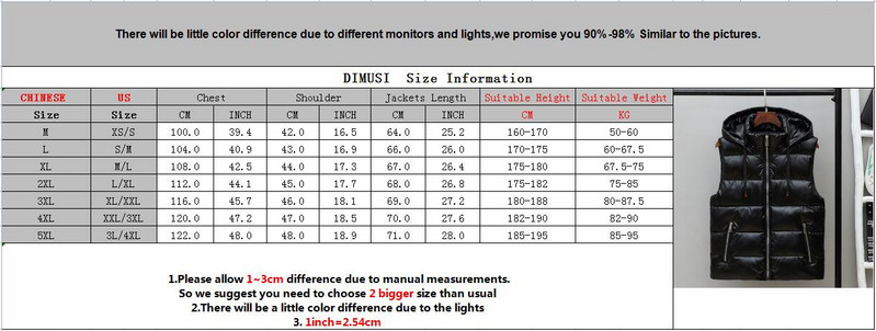 DIMUSI Мъжки якета без ръкави Есен Зима Мъжки връхни дрехи с памучна подплата Жилетка с качулка Палта Мъжки дебели топли жилетки Облекло