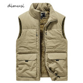 DIMUSI Зимни мъжки якета без ръкави Мъжки топли жилетки с много джобове Палта с топла жилетка Мъжки термо жилетки с яка и стойка Облекло