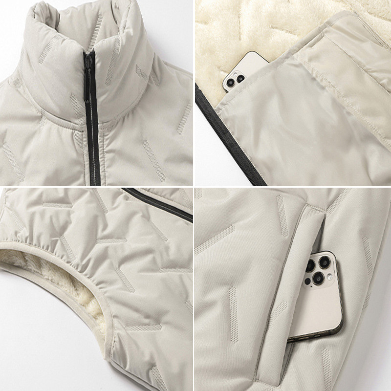 DIMUSI Зимно мъжко яке Без ръкави Жилетка Мъжка поларена топла жилетка Мъжки памучни термични жилетки със стойка Яка Марково облекло