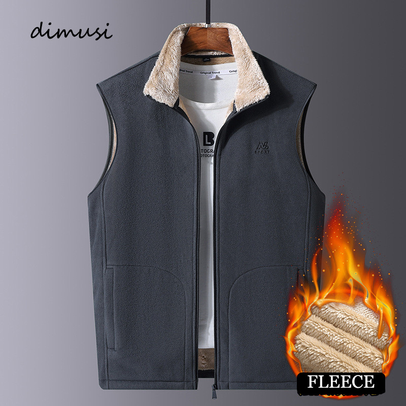 DIMUSI Мъжко яке Без ръкави Жилетка Зимна мъжка поларена топла жилетка Палта Ежедневни горни дрехи Ветровка Армейски жилетки Облекло