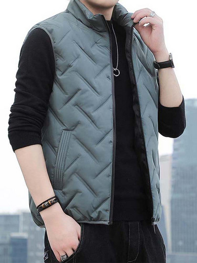 Нова есенно-зимна мъжка жилетка Якета Ежедневни топли удебелени жилетки без ръкави Veste Homme De Marque Връхни дрехи Палта Жилетка за мъже
