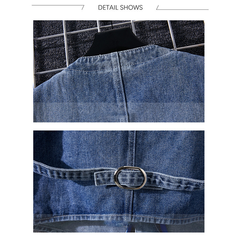 TFETTERS Лятна нова дънкова жилетка Мъжки японски ежедневни свободни изпрани стари палта без ръкави Модно едноцветно дънково яке без яка