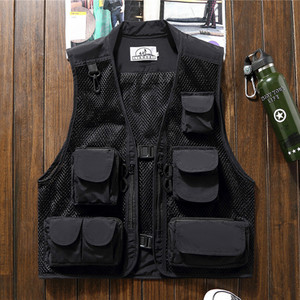 DIMUSI Летни мъжки класически жилетки Дишаща мрежеста жилетка с множество джобове Якета без ръкави Мъжки горни дрехи Риболовни жилетки Облекло