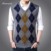 DIMUSI Зимни мъжки жилетки без ръкави Джъмпъри Плетени топли жилетки Ежедневни мъжки пуловери Slim Fit Униформа Пуловер Жилетки Облекло