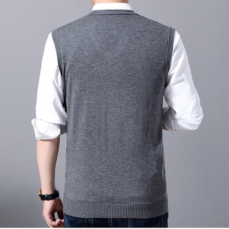 DIMUSI Зимни мъжки жилетки без ръкави Джъмпъри Плетени топли жилетки Ежедневни мъжки пуловери Slim Fit Униформа Пуловер Жилетки Облекло