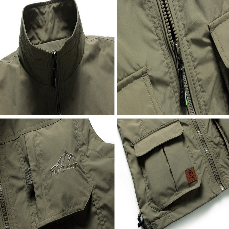 DIMUSI Мъжки жилетки Бързосъхнеща дишаща мрежеста жилетка с множество джобове Якета без ръкави Мъжки горни дрехи Риболовни жилетки Маркови дрехи