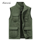 DIMUSI Лято Есен Мъжки жилетки Ежедневни мъжки дишащи мрежести жилетки Якета без ръкави Мъжки жилетки за риболов на открито Облекло 7XL
