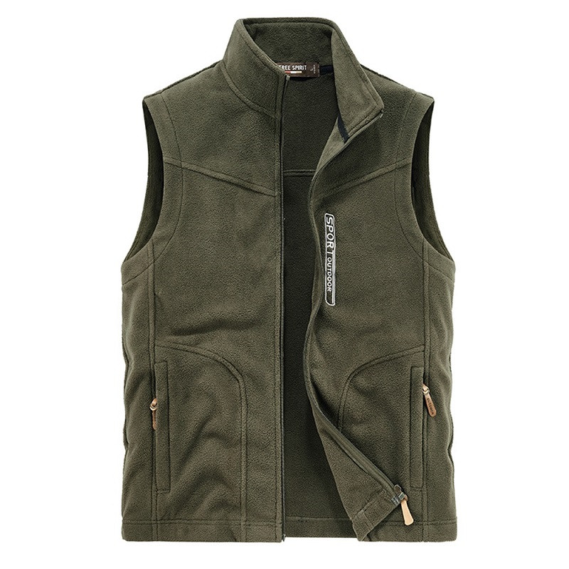 Есенна жилетка от поларено руно Мъжки 2023 Зимна ежедневна яка със стойка Топла жилетка без ръкави Мъжко яке Външни жилетки за катерене Облекло