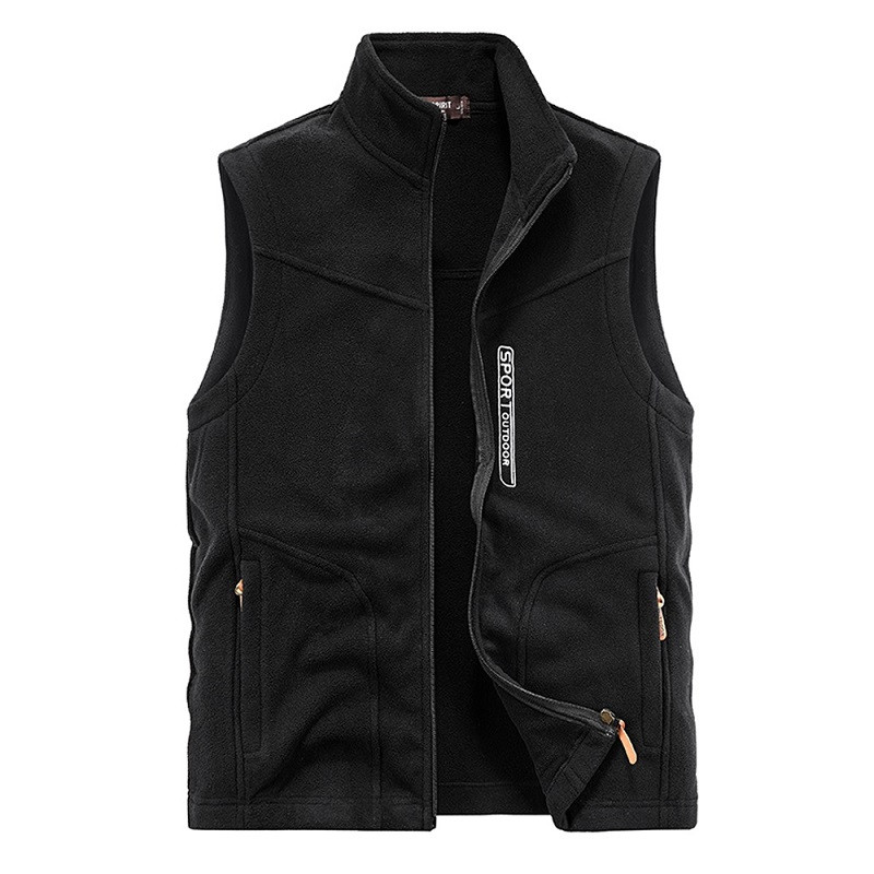 Есенна жилетка от поларено руно Мъжки 2023 Зимна ежедневна яка със стойка Топла жилетка без ръкави Мъжко яке Външни жилетки за катерене Облекло