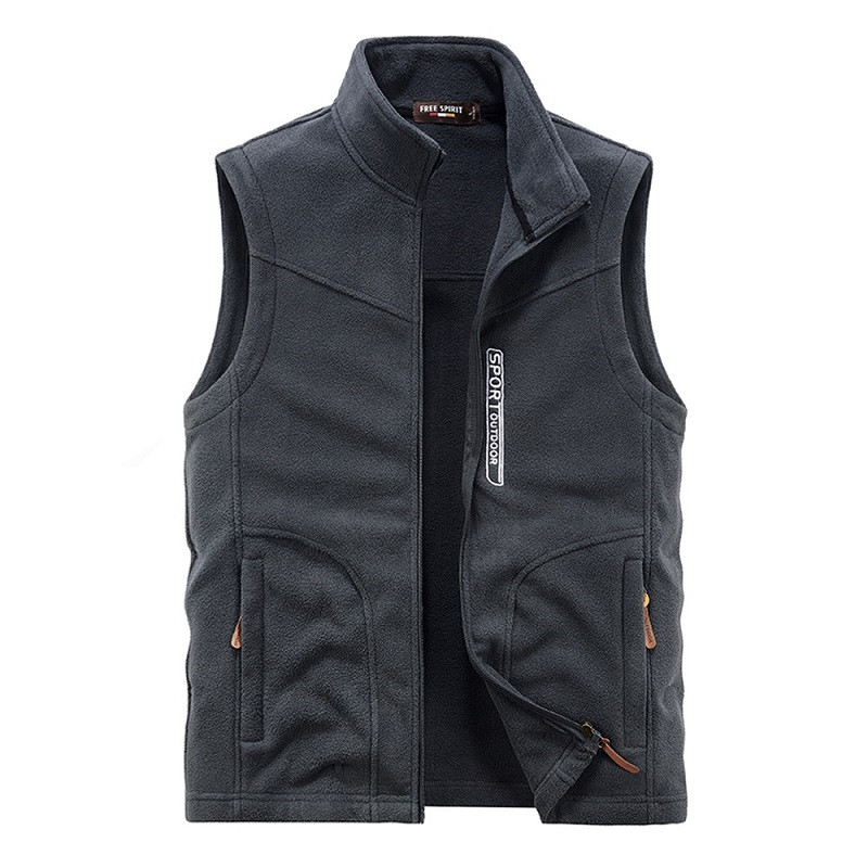 Есенна жилетка от поларено руно Мъжки 2023 Зимна ежедневна яка със стойка Топла жилетка без ръкави Мъжко яке Външни жилетки за катерене Облекло