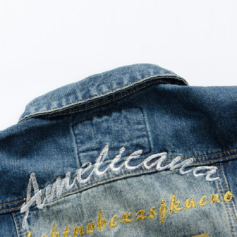 Корейска версия Модна тънка бродирана дънкова жилетка Four Seasons Универсална ежедневна жилетка Мъжко мотоциклетно дънково яке Икони Жилетка