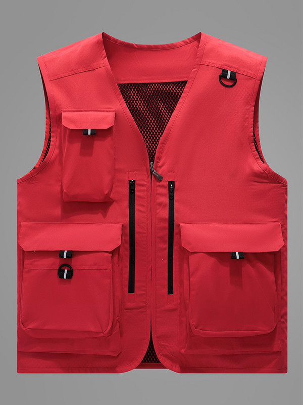 Пролет Лято Работна жилетка Мъжка външна жилетка с множество джобове Риболовна жилетка Голям размер Якета без ръкави Работно облекло Жилетка Мъжко палто