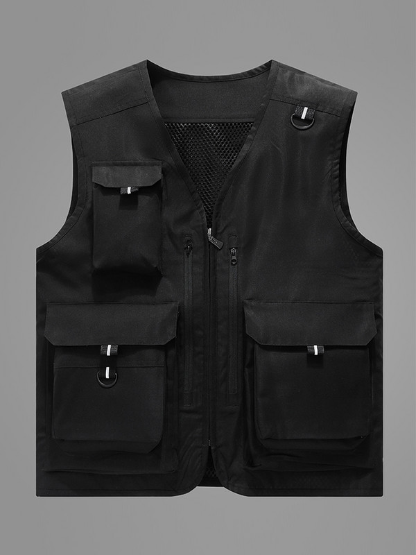 Пролет Лято Работна жилетка Мъжка външна жилетка с множество джобове Риболовна жилетка Голям размер Якета без ръкави Работно облекло Жилетка Мъжко палто