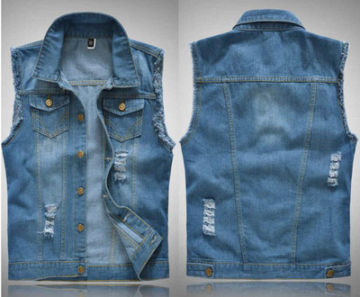 VXO Скъсани дънкови якета без ръкави Мъжки дънкови жилетки Мъжки каубойски жилетка Марково дънково яке Мъжка жилетка Множество цветове