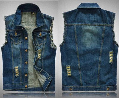 VXO Скъсани дънкови якета без ръкави Мъжки дънкови жилетки Мъжки каубойски жилетка Марково дънково яке Мъжка жилетка Множество цветове