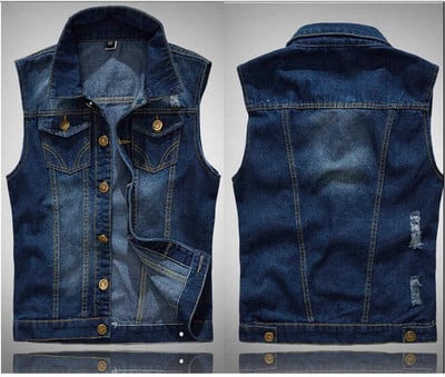 VXO Скъсани дънкови якета без ръкави Мъжки дънкови жилетки Мъжки каубойски жилетка Марково дънково яке Мъжка жилетка Множество цветове