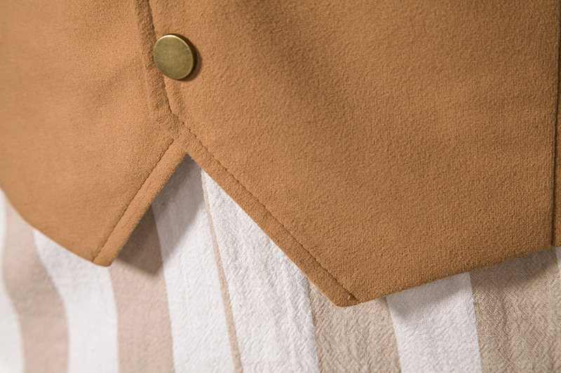 Европейски размер Мъжки плътен ежедневен костюм, жилетка 2023 пролет, нова реколта, средновековна едноредна тънка жилетка с блейзър Черен каки