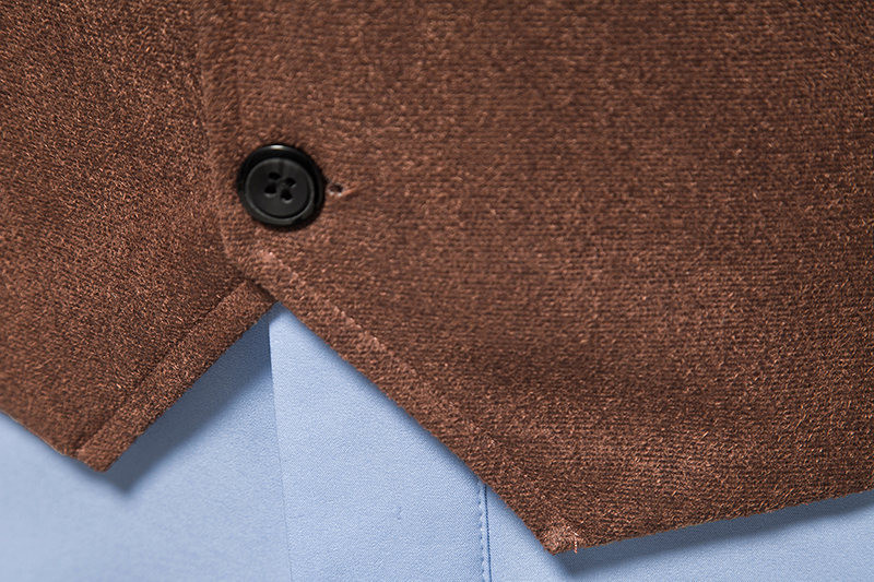 Европейски размер Ежедневни мъжки костюми, жилетки, лято 2023, нови мъжки евро-американски велур с V-образно деколте, едноредно яке, яке в цвят каки, жилетка