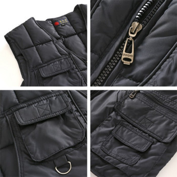 Βαμβακερό γιλέκο για άντρες με πολλές τσέπες Χειμερινό χοντρό ζεστό γιλέκο πολλαπλών τσέπης Αντρικό αντιανεμικό αμάνικο μπουφάν με επένδυση από χιόνι
