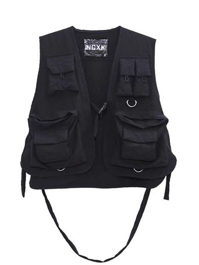 Multi Pockets Cargo taktikai mellény Teljesen illeszkedő stílusos BF férfi funkcionális katonai ujjatlan kabát női hip-hop utcai viselet mellények