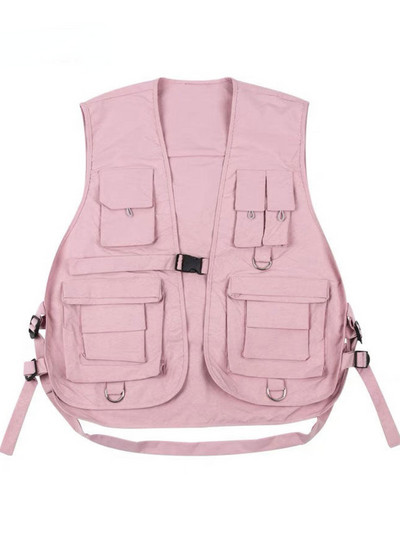 Multi Pockets Cargo taktikai mellény Teljesen illeszkedő stílusos BF férfi funkcionális katonai ujjatlan kabát női hip-hop utcai viselet mellények
