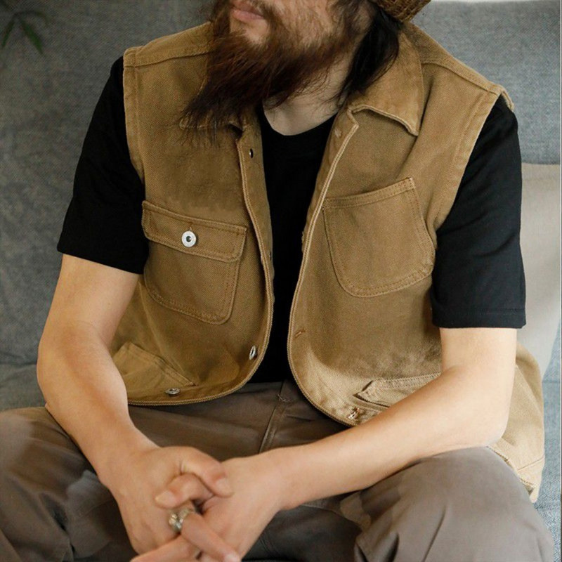 Яке с жилетка без ръкави Мъжки палта Harajuku Японски палта Мъжки дрехи Жилетки Палта в ретро стил