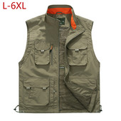 Лятна мрежеста жилетка с много джобове за мъже Пролет Есен Дишащо военно зелено яке без ръкави Мъжка жилетка с много джобове