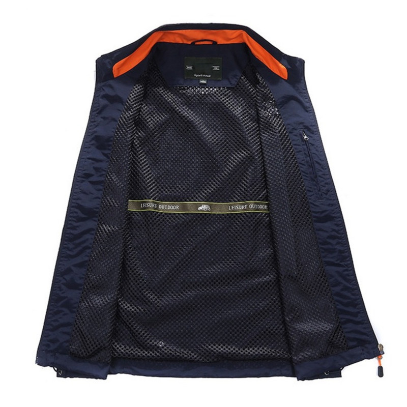 Лятна мрежеста жилетка с много джобове за мъже Пролет Есен Дишащо военно зелено яке без ръкави Мъжка жилетка с много джобове