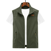 Голям размер Нова мъжка памучна жилетка с множество джобове Ежедневна жилетка с джобове с цип Якета без ръкави Мъжка външна фотография Обикновена жилетка