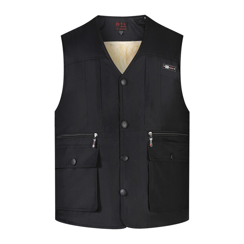 Мъжка зимна поларена жилетка с множество джобове, яке без ръкави, дебело топло, свободно фотографско жилетка, голям размер 5XL, жилетка, мъжко облекло