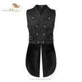 SISHION 2023 Мъжки средновековен ретро готически жилетка Костюм за Хелоуин Фрак VD3619 Викторианска черна парти дълга жилетка