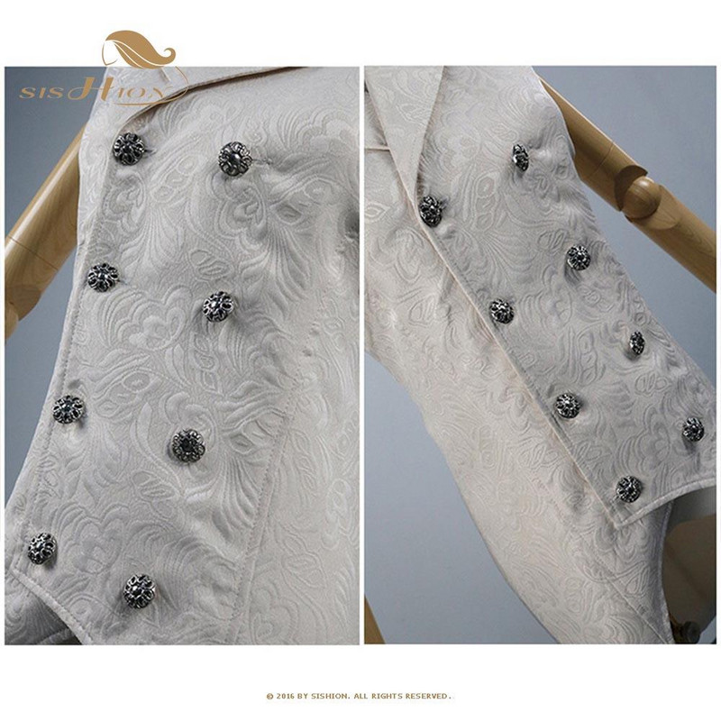 SISHION 2021 готически стимпънк мъжка жилетка смокинг VD2475 жакардова брокатна двуредна рокля мъжко яке без ръкави