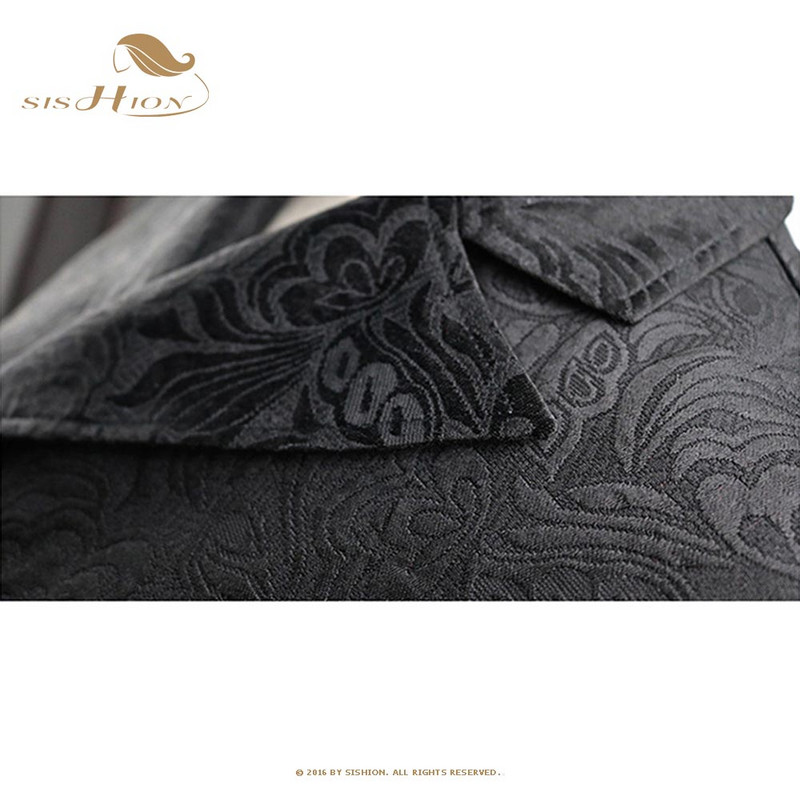 SISHION 2021 готически стимпънк мъжка жилетка смокинг VD2475 жакардова брокатна двуредна рокля мъжко яке без ръкави