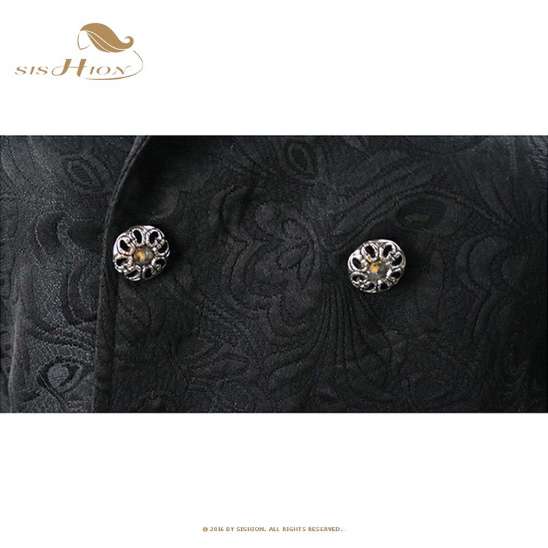 SISHION 2021 готически стимпънк мъжка жилетка смокинг VD2475 жакардова брокатна двуредна рокля мъжко яке без ръкави