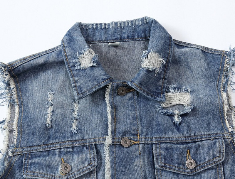 2022 Скъсано дънково яке Мъжка дънкова жилетка Хип-хоп Джинкови палта Жилетка Мъжко каубойско яке без ръкави Мъжки потник Плюс размер 5XL