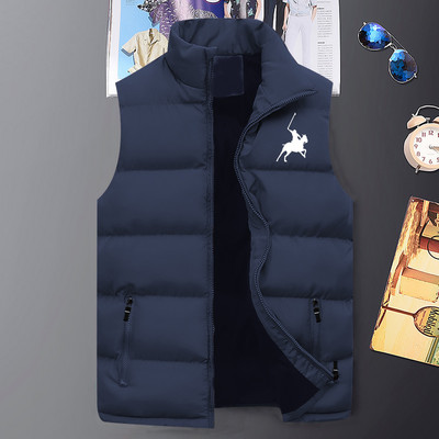 2023 Най-новото мъжко мъжко яке без ръкави с щампи на поло, есенно и зимно топло и ветроустойчиво пухено жилетка в английски стил (4 цвята) M-5XL