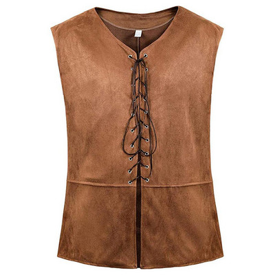 Vīriešu senlaicīgs viduslaiku veste mētelis pirātu kostīms renesanses steampunk gotikas mežģīnes ar V kakla izgriezumu veste vestes vīriešu apģērbs