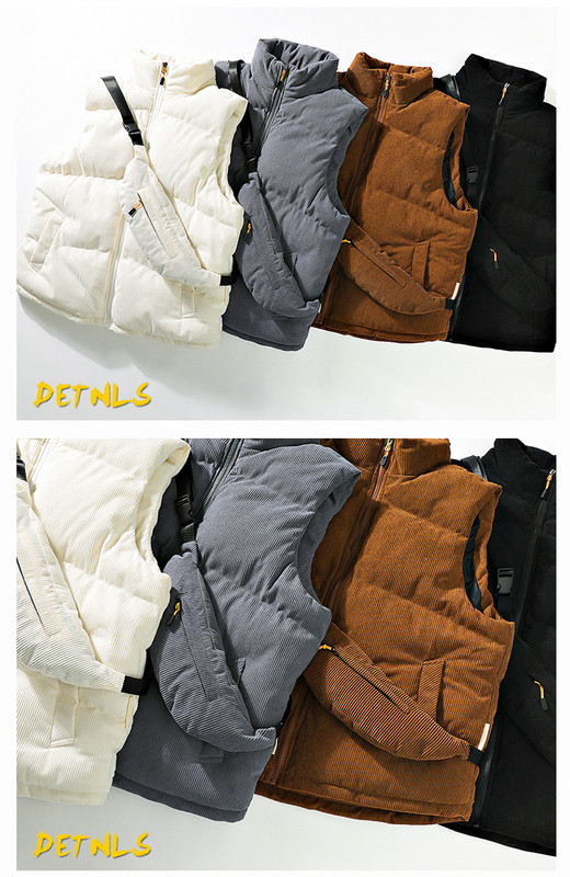 Корейска зимна жилетка Модна жилетка Harajuku Без ръкави Мъжко топло дебело яке с раница Кадифено кадифе Нови мъжки есенни палта