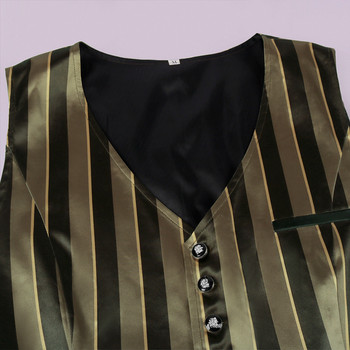 Ανδρικό vintage βικτωριανό κοστούμι ανδρικό γιλέκο Steampunk Gothic μεσαιωνικό ριγέ αμάνικο γιλέκο αποκριάτικες στολές